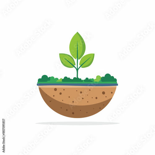 Plant Growing on a Cutaway of Earth Vector Illustration Symbolizing New Life