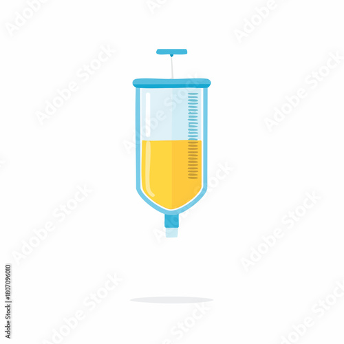Medical Infusion Syringe with Yellow Liquid and Measurement Markings
