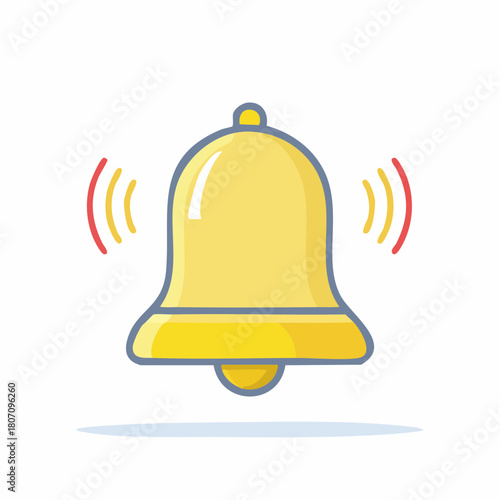 Cartoon-style illustration of a ringing bell with sound waves