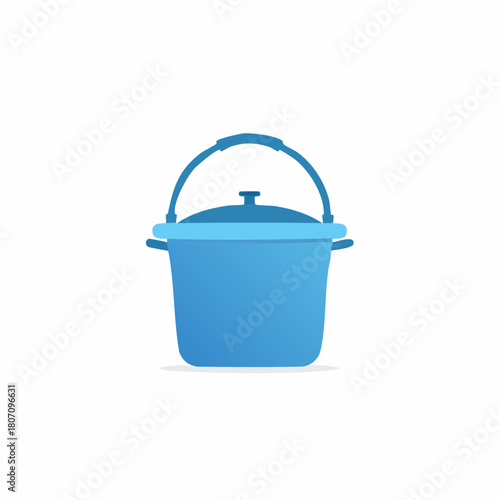 Blue Cooking Pot Illustration Featuring Lid and Handles for Food Preparation Concepts