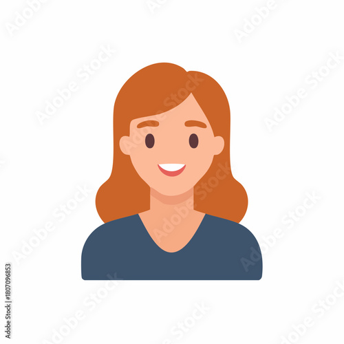 Happy Woman with Red Hair and Blue Shirt Icon