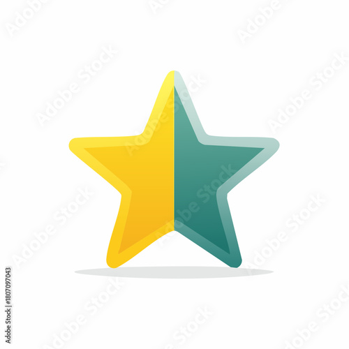Decorative star icon two color split yellow and teal gradient graphic design