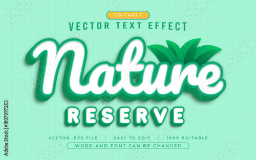 Nature Reserve 3D editable text effect style - Premium Vector