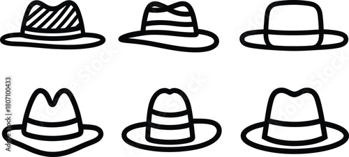 straw hat silhouette style minimal vector art illustration on a white background
