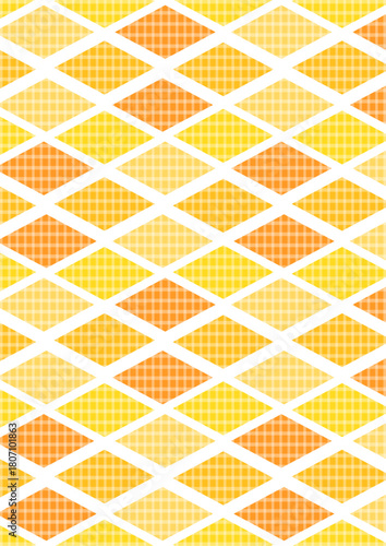 縦の背景　ひし形　チェック柄　オレンジ