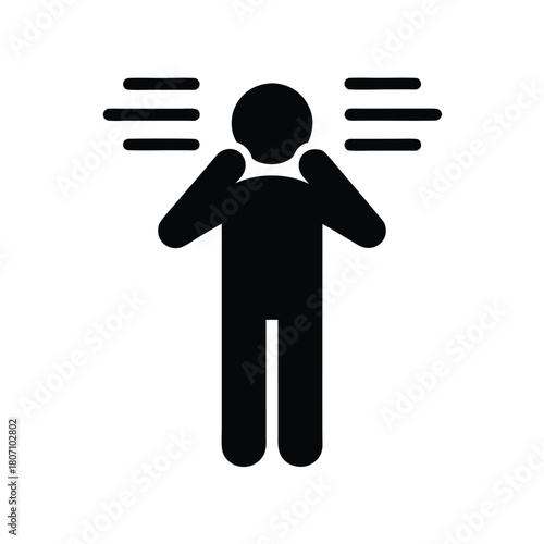 Dizzy Person Symbol: Black Silhouette of an Individual Feeling Unwell, Displaying Lines Emanating From the Head, Indicating Disorientation.           