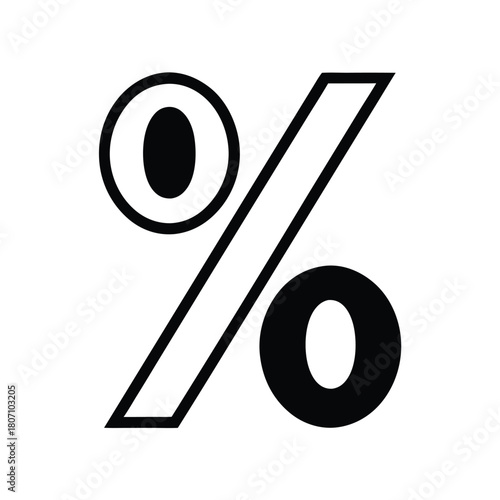 Black and White Percentage Sign Illustration - Vector Graphic for Finance and Retail Designs                                                          