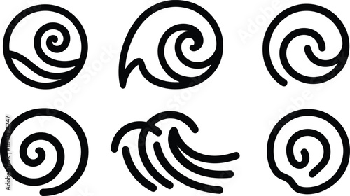 wave silhouette style minimal vector art illustration on a white background
