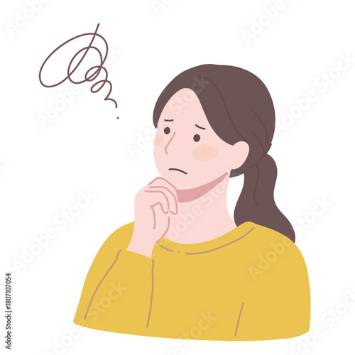 Confused Worried Woman | 困惑して悩む女性のイラスト
confused woman, troubled, worry expression, stress woman, overwhelmed, frustration
