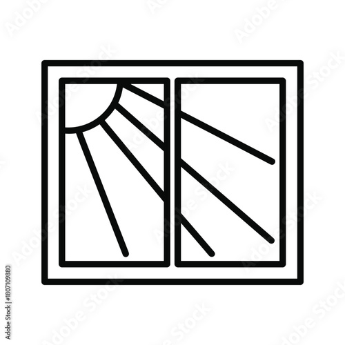 Vector icon of a window with sun rays coming through, isolated on