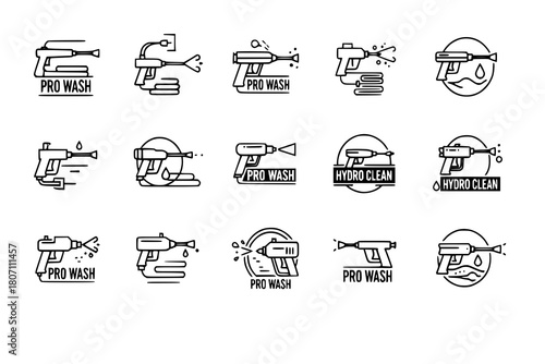 vector set of Pressure washing gun logo design icon set vector template
