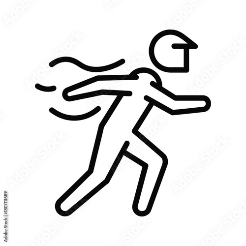 Running man icon with helmet and cape, vector illustration