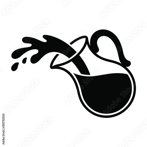 Black silhouette of a pitcher pouring liquid with a splash