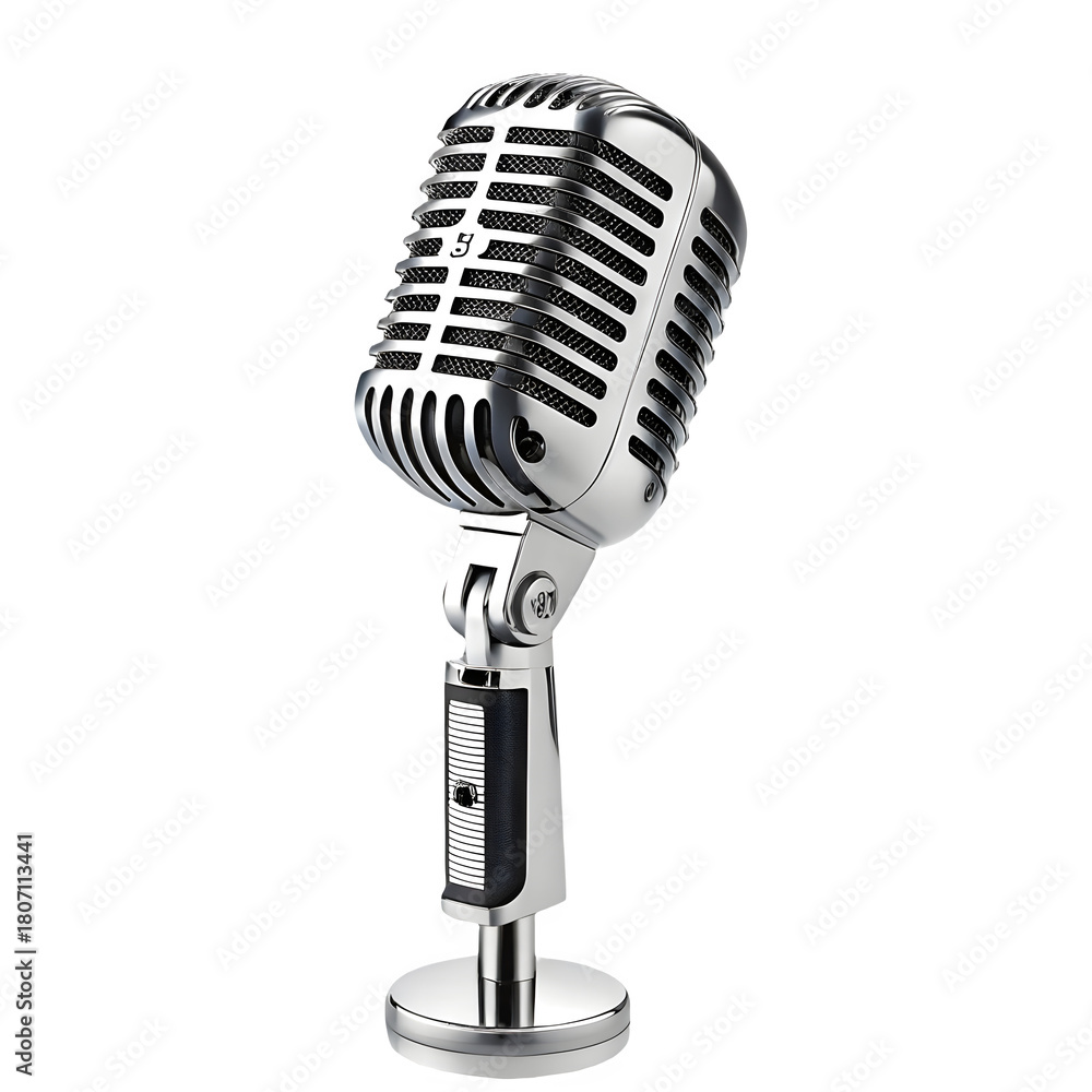 Fototapeta premium Classic microphone isolated on transparent background for professional recording