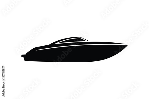 Vector speedboat silhouette isolated on white background