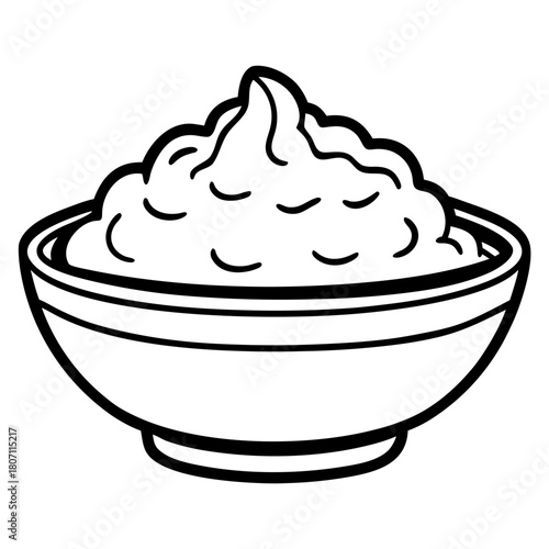 Simple line art bowl of mashed potatoes