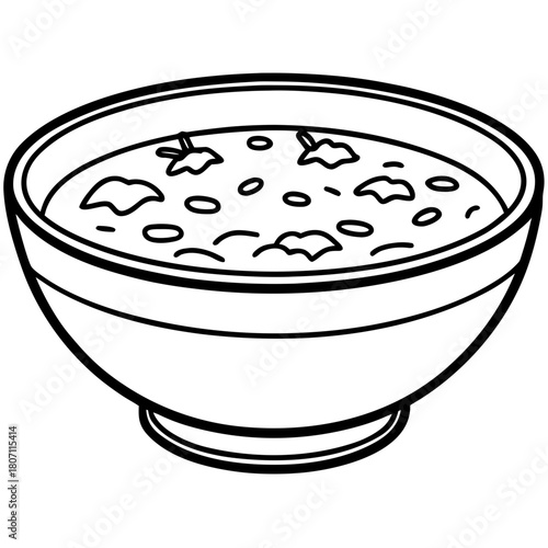 Simple line drawing of a bowl of soup