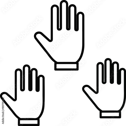 Three Open Hands Icons in Black and White.
