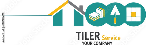 Tiler Service Company Logo with Construction Icons.