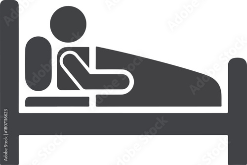 Person resting comfortably in a cozy bed icon.
