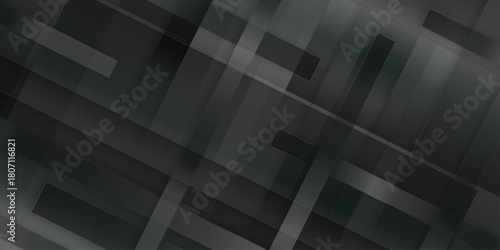 Black and gray polygon square pattern with geometric lines, minimalist background in black tones with luxury geometric stripes, dark black Geometric banner design for design.	
