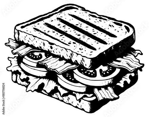 Grilled club sandwich sketch