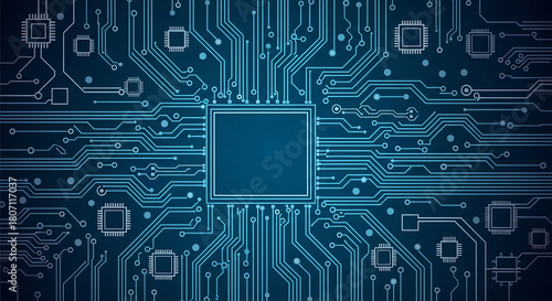 Abstract Circuit Board Design: Modern Technology and Digital Innovation.