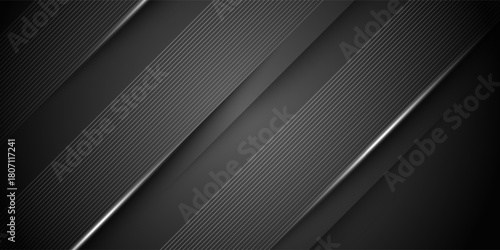 Dark gray dynamic abstract vector background with straight shadow, blend wavy line, and simple lights.creative premium gradient. 3d cover of business design.Eps10 vector