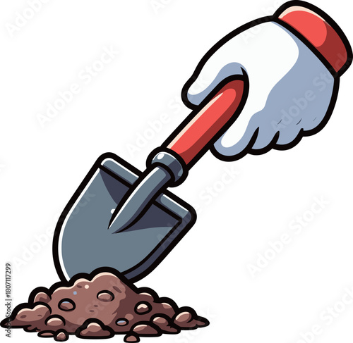 スコップを持つ手のイラスト