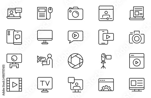 Blogging outline icon set. Post, social media, community, content, website, sharing, create, opinion. Business concept. Web vector infographic in outline icon style.
