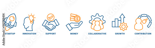 crowdfunding icon set vector concept with icon of startup, innovation, support, money, collaborative, growth, contribution 