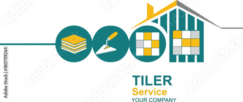 Tiler Service Company Logo with Construction Icons 1.