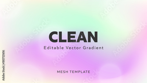 Clean editable vector gradient mesh template with a fresh, airy blend of pastel mint green, pink, and light yellow, offering a crisp, modern feel