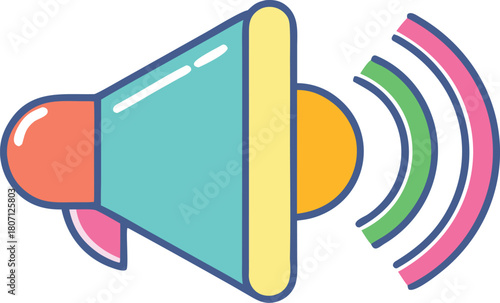 Colorful pastel minimalist speaker volume icon.