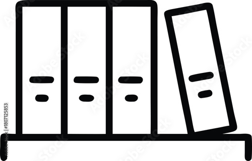 Outline Illustration of Files on a Shelf, Symbolizing Organization, Efficiency, and Paperwork Management.                                             