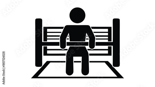 Isolated Black Silhouette of a Person Seated on a Park Bench, Minimalist Vector Design on a White Background                                          