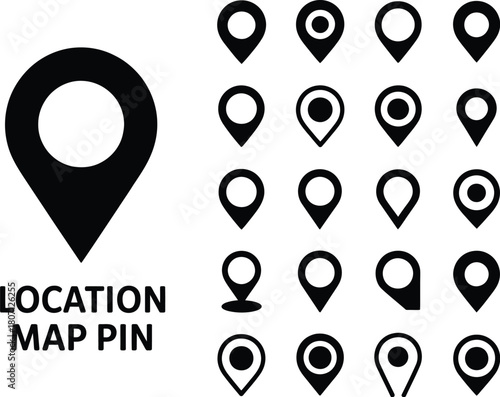 Set of Location Pin Icons for Navigation and Maps A Comprehensive Collection of Map Markers