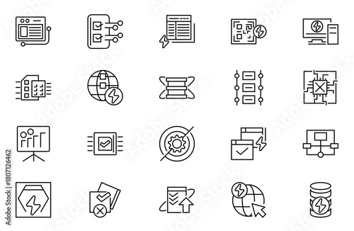 Metaverse line icon set. virtual reality, modern technologies, gadgets. Futuristic world, intelligence, technology, innovation, digital line icon set. UI thin line icon pack.