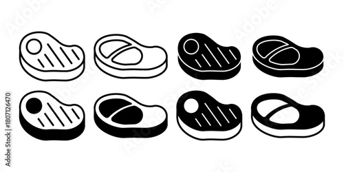 Steak Black Icon Bundle for Grill Menu, Meat Food Branding, and Culinary Art