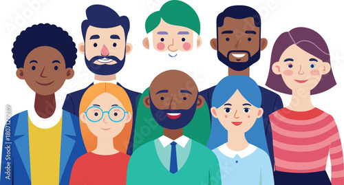 Diversity and inclusion team of professionals, flat.