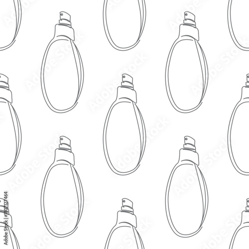 Outline perfume bottle seamless pattern. Hand drawn Fashion wallpaper, beauty background, fabric, textile, print, wrapping paper or package design.