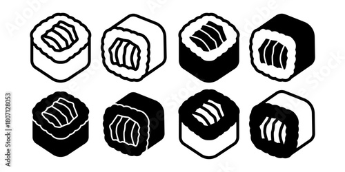 Sushi Black Icon Bundle for Japanese Food Menu and Modern Culinary Graphics