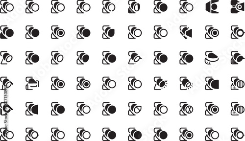 Set of various spotlight and illumination icons for graphic design