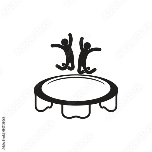 Jumping trampoline line icon set isolated on white background. Vector