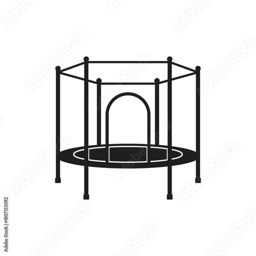 Jumping trampoline line icon set isolated on white background. Vector