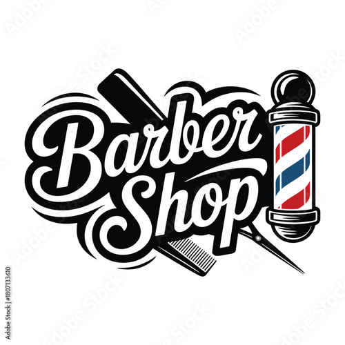 Barber shop retro emblem vector