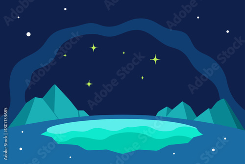 Glowing Tide Pool Inside Tropical Grotto