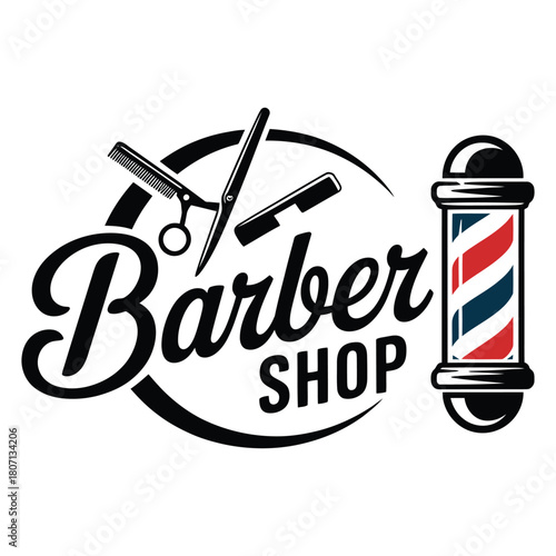 Barber shop pole and tools sign