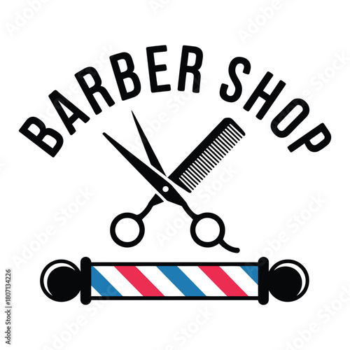 Barber shop classic tools logo