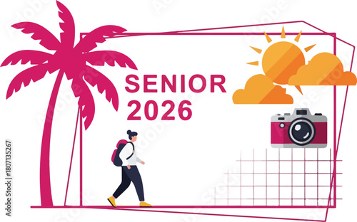 Senior 2026 Graduation Trip Celebration with Tropical Elements.